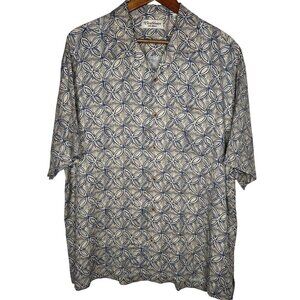 Caribbean Silk blend button up Camp shirt geometric patter‎ Sz XL